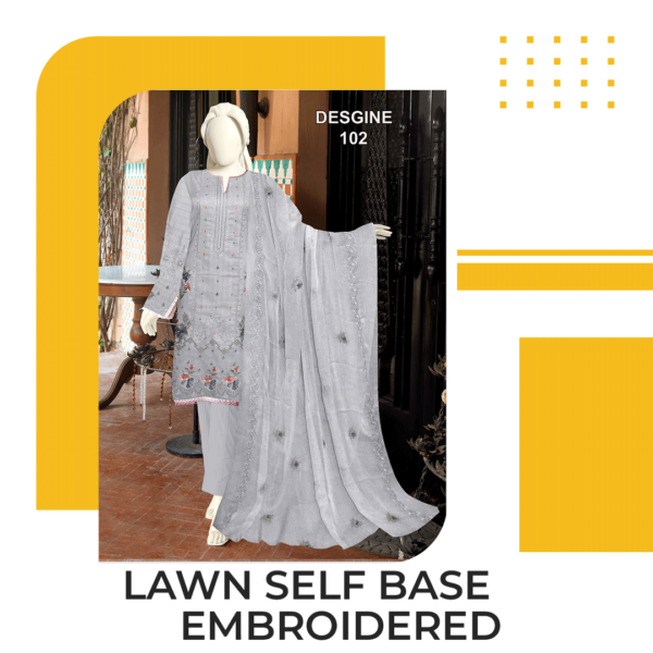 Lawn Self Base Embroidered