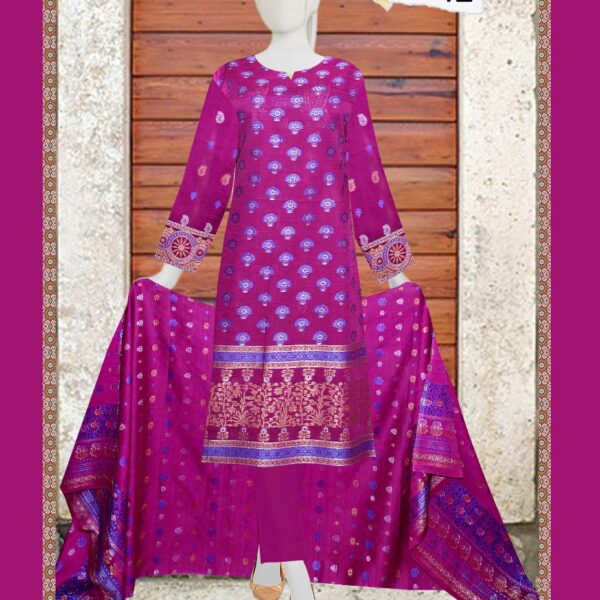 Lawn Jacquard Barosha Purple Front