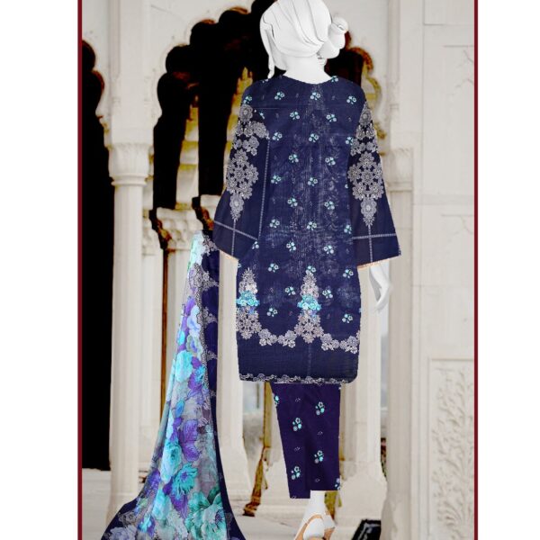 Lawn Embroidery Blue Back